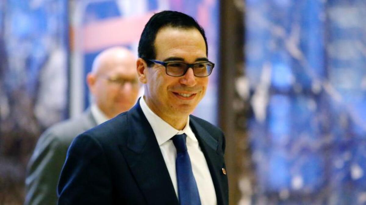 Steven Mnuchin at Trump Tower in New York this month.