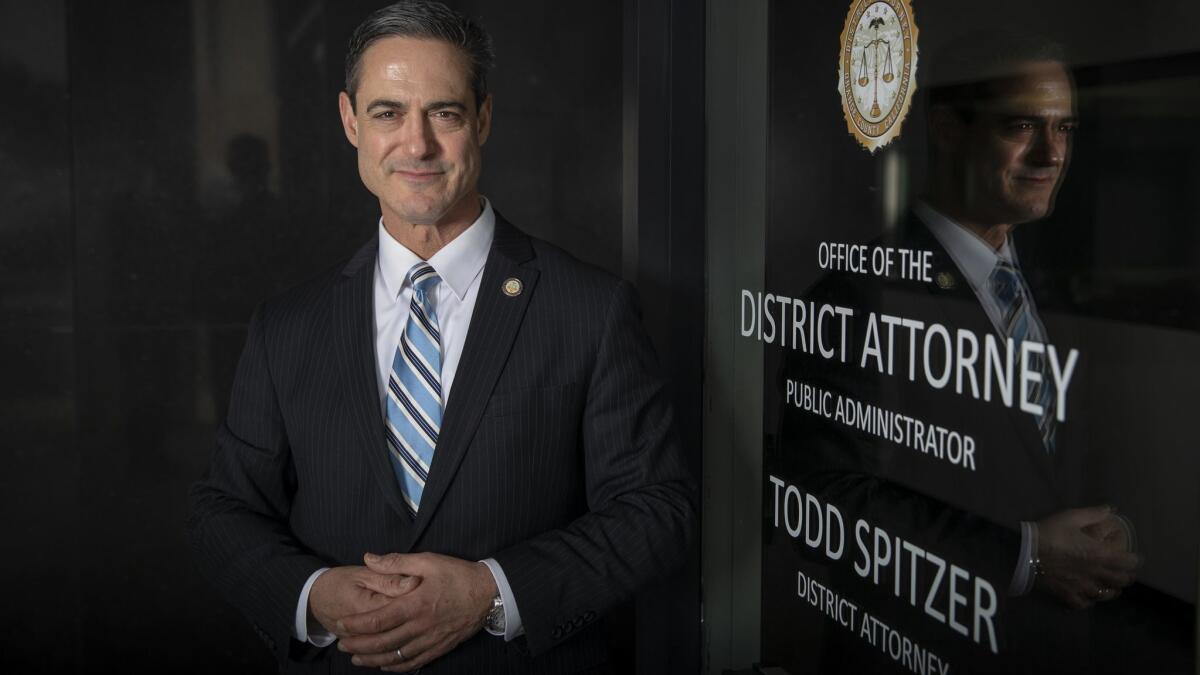 Orange County Dist. Atty. Todd Spitzer outside the door of his office