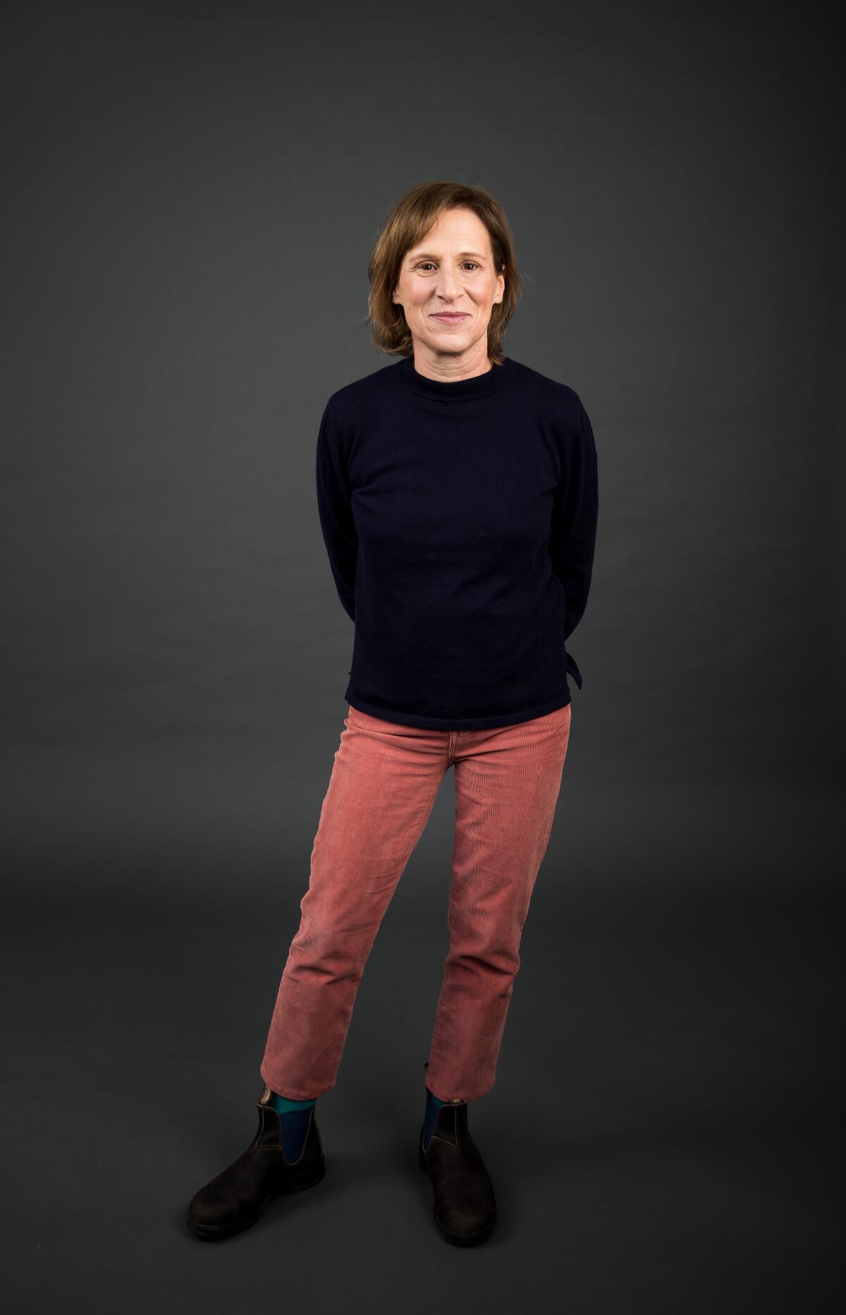 "First Cow" filmmaker Kelly Reichardt poses for a portrait on February 25, 2020, in New York City at the offices of A24.