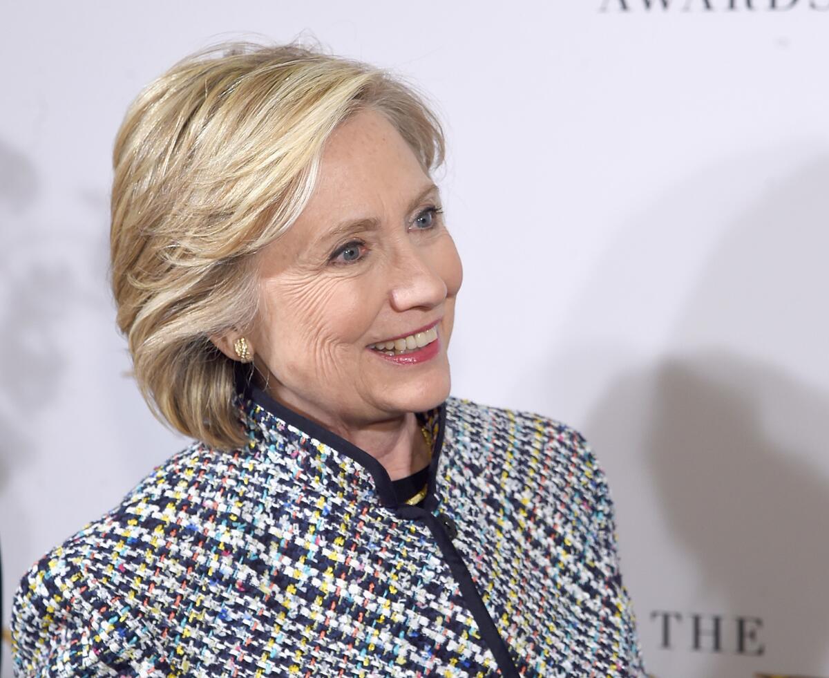 Hillary Clinton attends the 2015 DVF Awards at the United Nations on Thursday in New York City.
