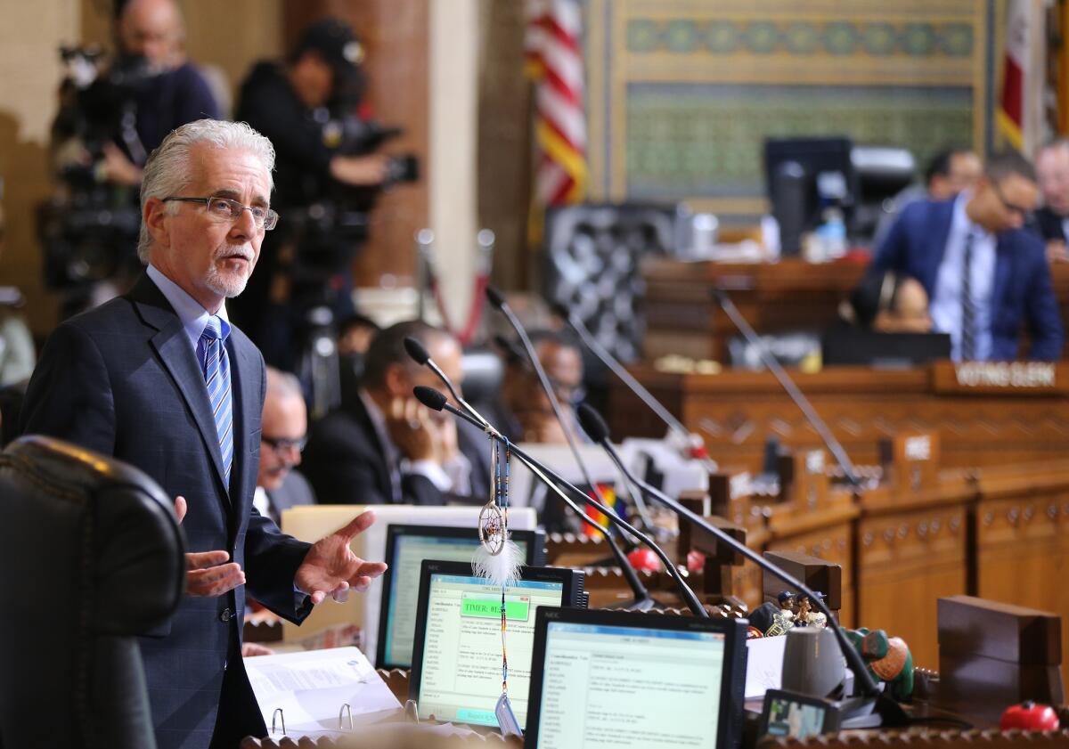 Councilman Paul Krekorian, author of the two gun control measures, at a Los Angeles City Council meeting in May.