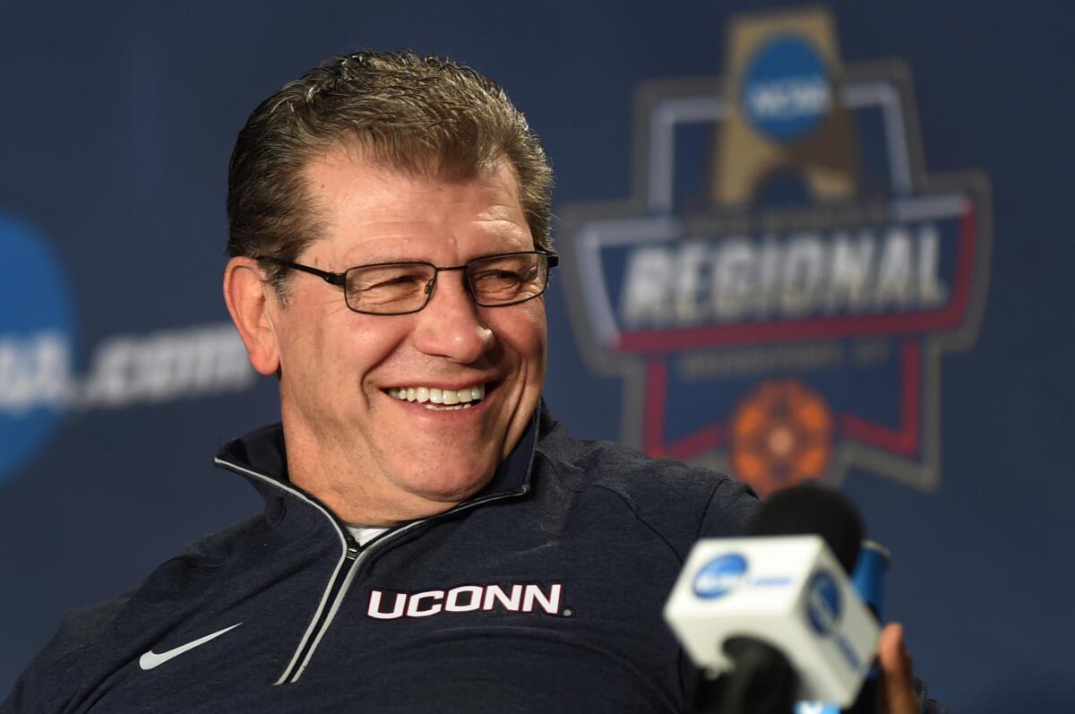 UConn women's basketball Coach Geno Auriemma has a record of 955-134 and an unprecedented 11 national titles in 31 seasons at UConn.