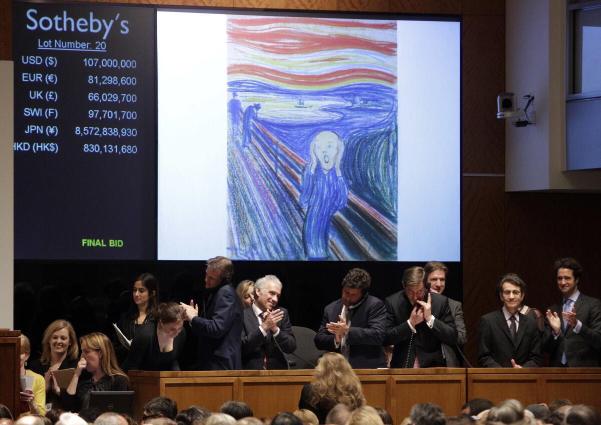 Edvard Munch's "The Scream" goes up for sale at Sotheby's in New York in 2012. The auction house has named Tad Smith as its new CEO.