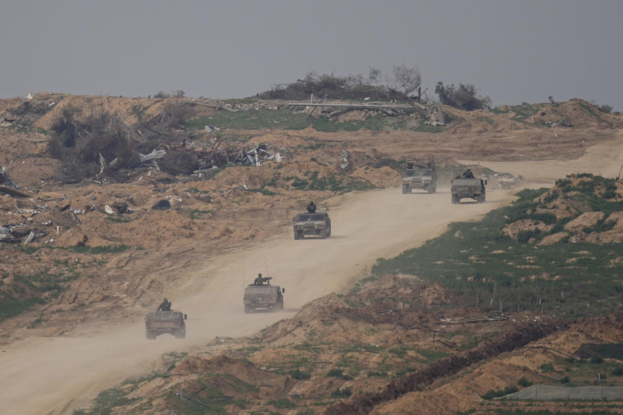 Israeli army vehicles in the Gaza Strip