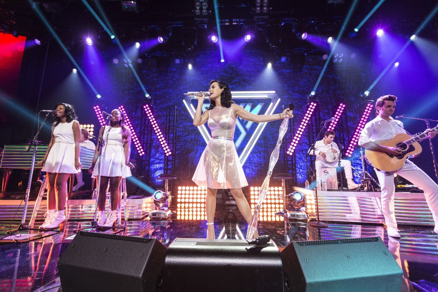 Katy Perry shimmers onstage at the Katy Perry iHeartRadio album release party in Los Angeles.