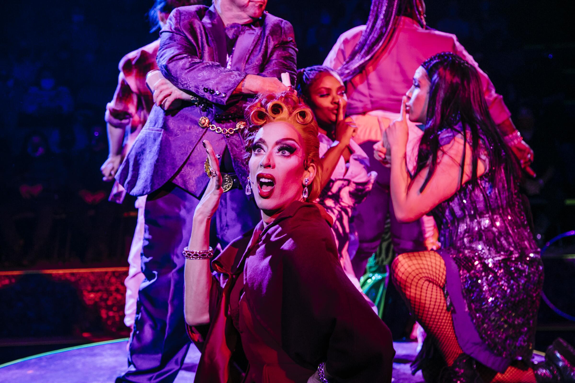 Alaska 5000 and the cast of "Head Over Heels" perform alongside the audience at the Pasadena Playhouse.