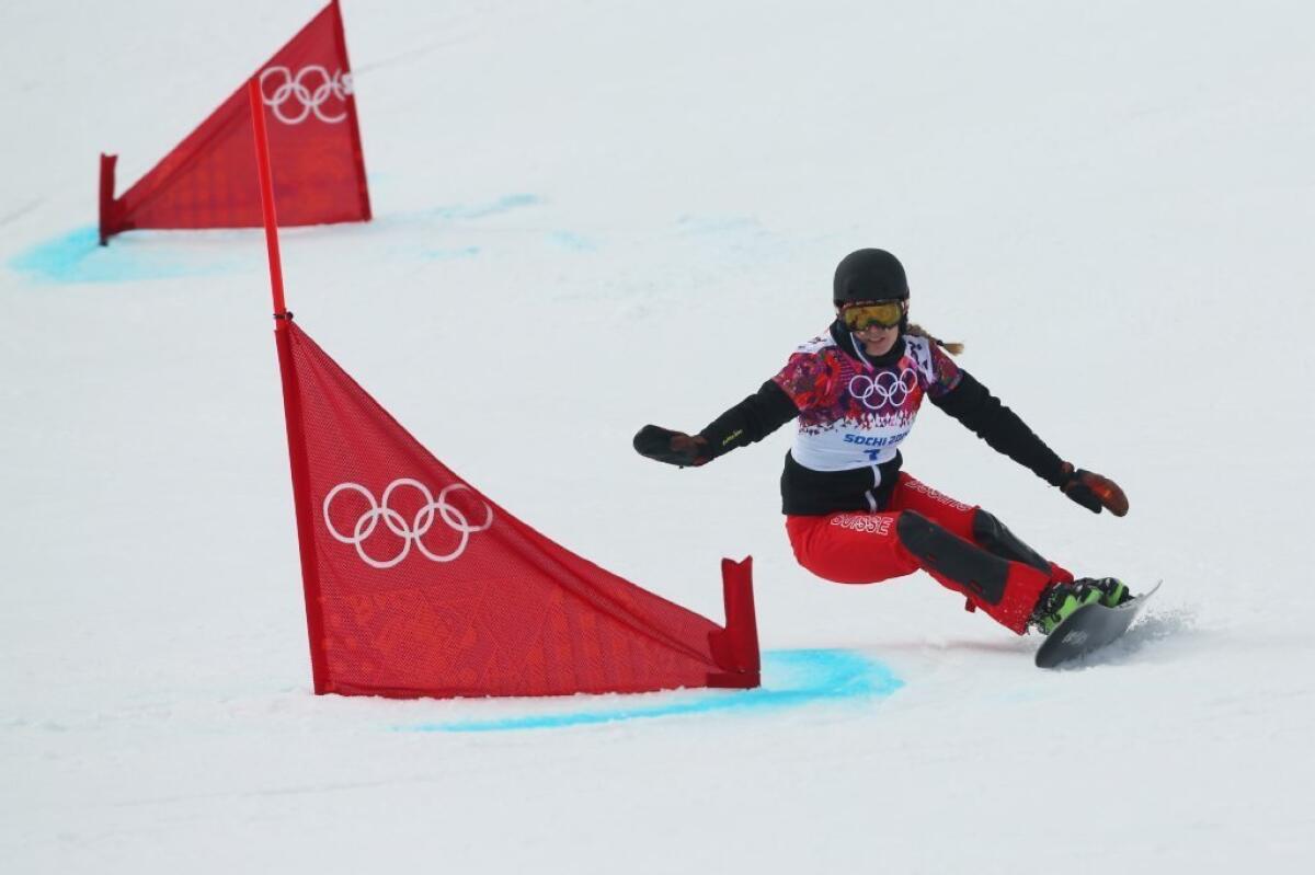 Patrizia Kummer competes in women's parallel giant slalom.