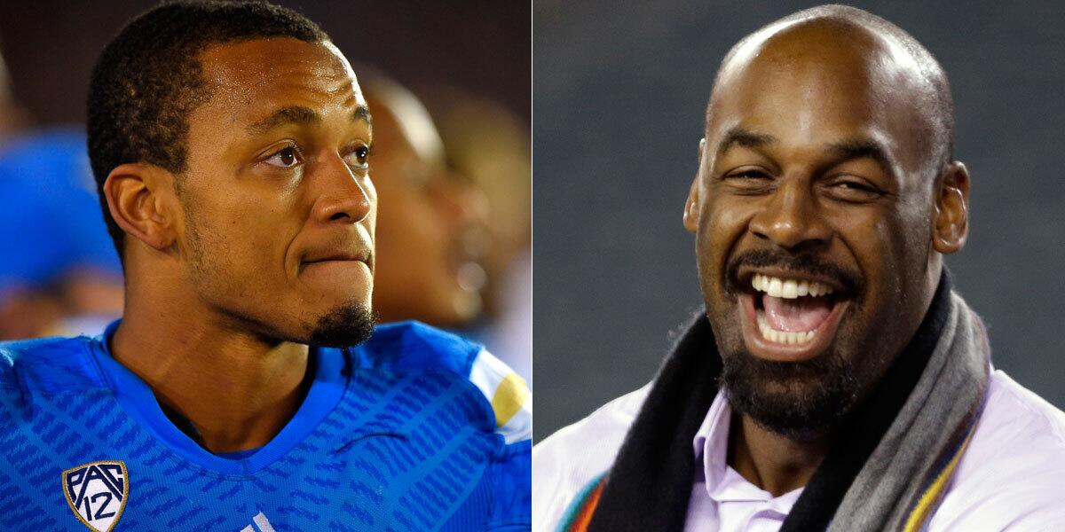 UCLA quarterback Brett Hundley, left, says he models himself after former NFL star Donovan McNabb.