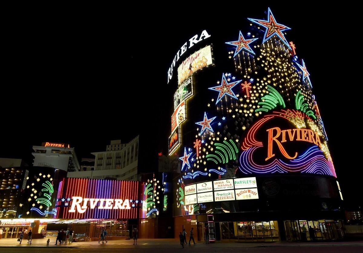 The Riviera Hotel & Casino on its last day of operation on May 3 in Las Vegas. The Las Vegas Convention and Visitors Authority purchased the 60-year-old property and plans to demolish it.