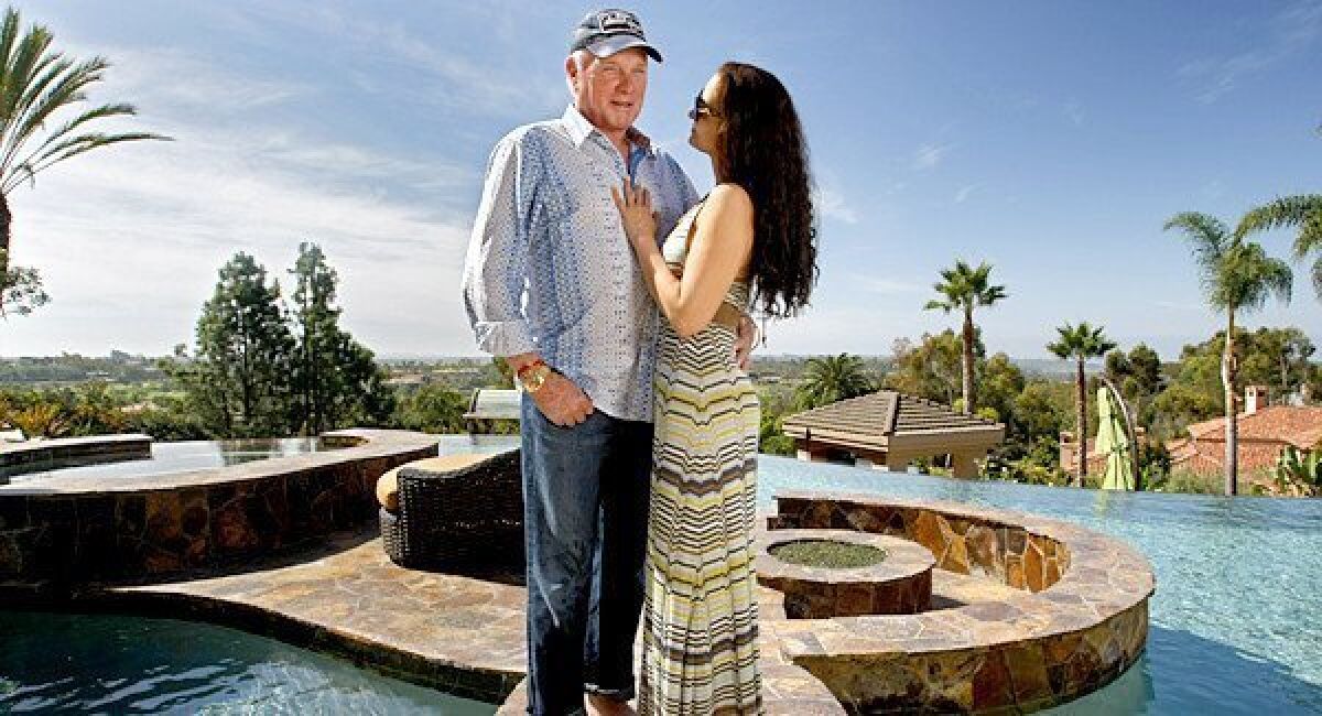 Mike Love and his wife Jacquelyne at his home in Rancho Santa Fe, Calif.