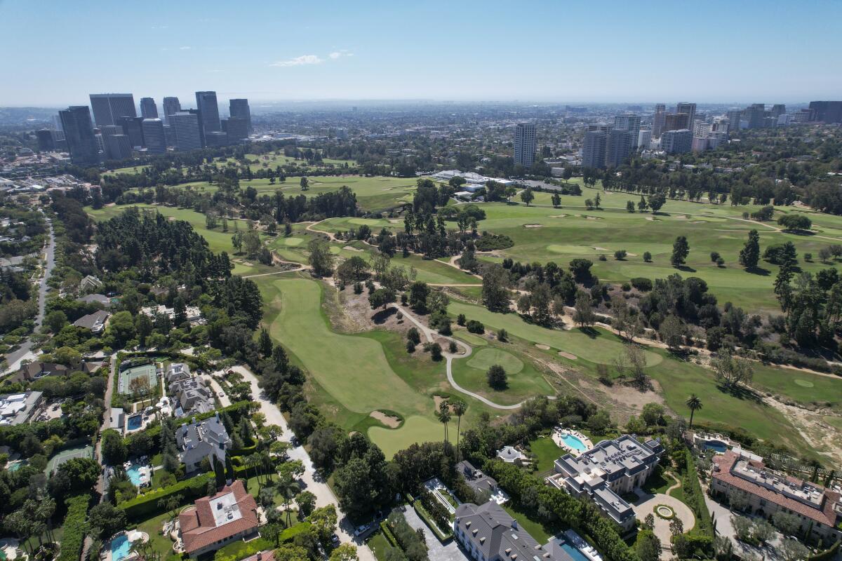 An aerial view of the Los Angeles Country Club.