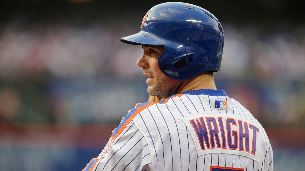 New York Mets' David Wright stands on the field during the first inning of a game against the Dodgers in New York last season.