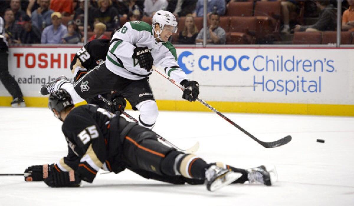 The NHL suspended Dallas Stars winger Ryan Garbutt for five games for a helmet-to-helmet hit that knocked out the Ducks' Dustin Penner on Sunday night.
