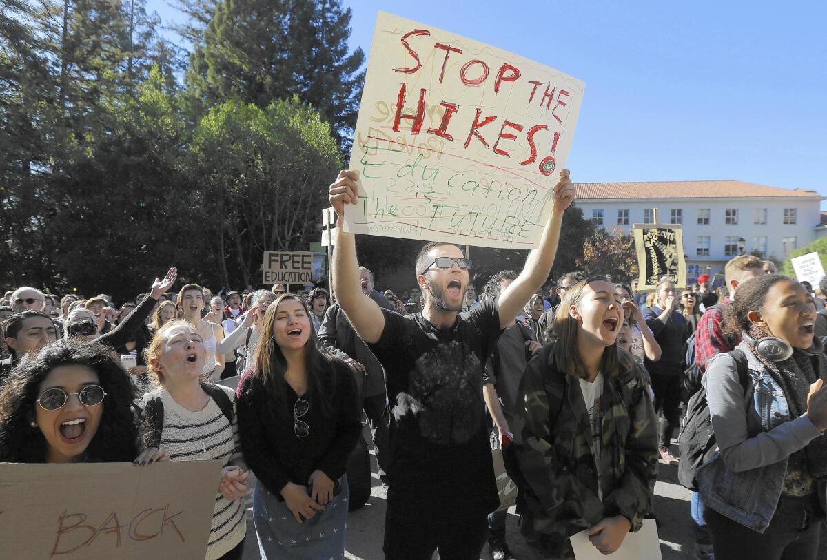 Students at UC Berkeley turned out to protest a 2014 tuition hike proposal.