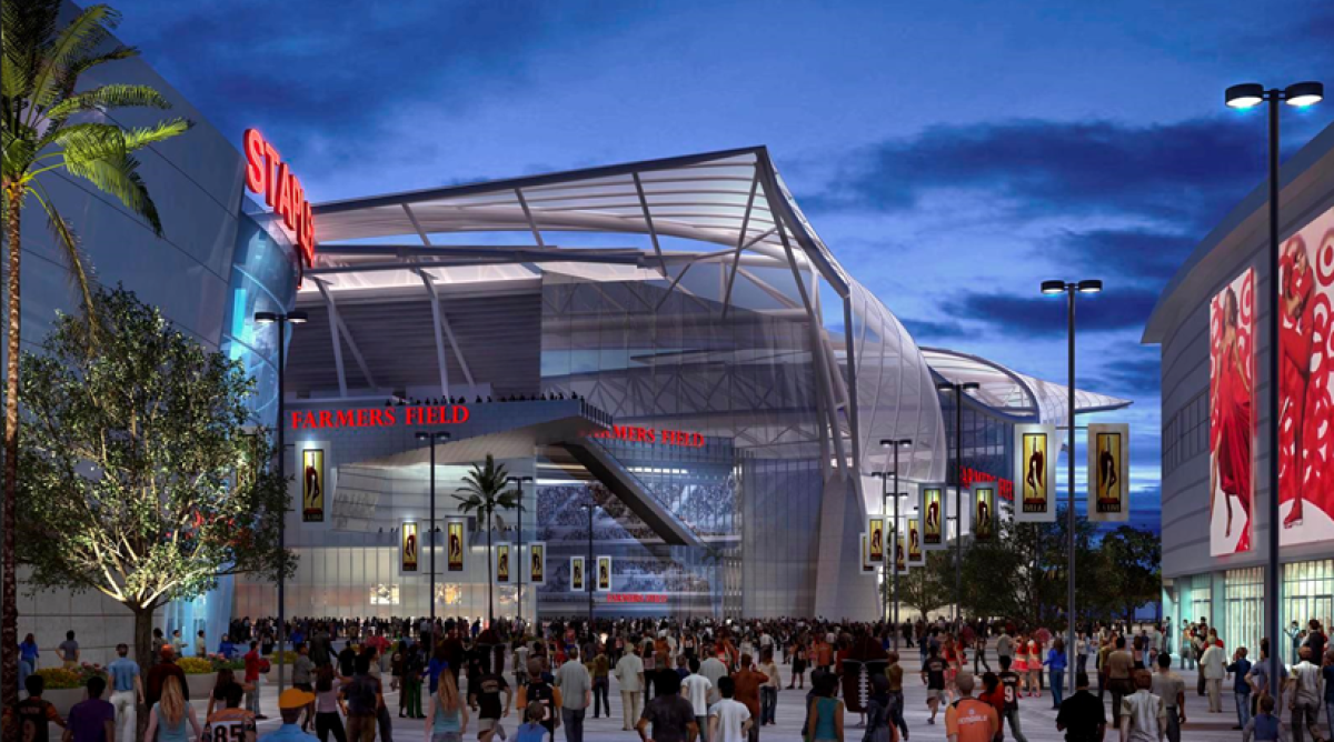 Rendering of proposed Farmers Field stadium in downtown L.A.