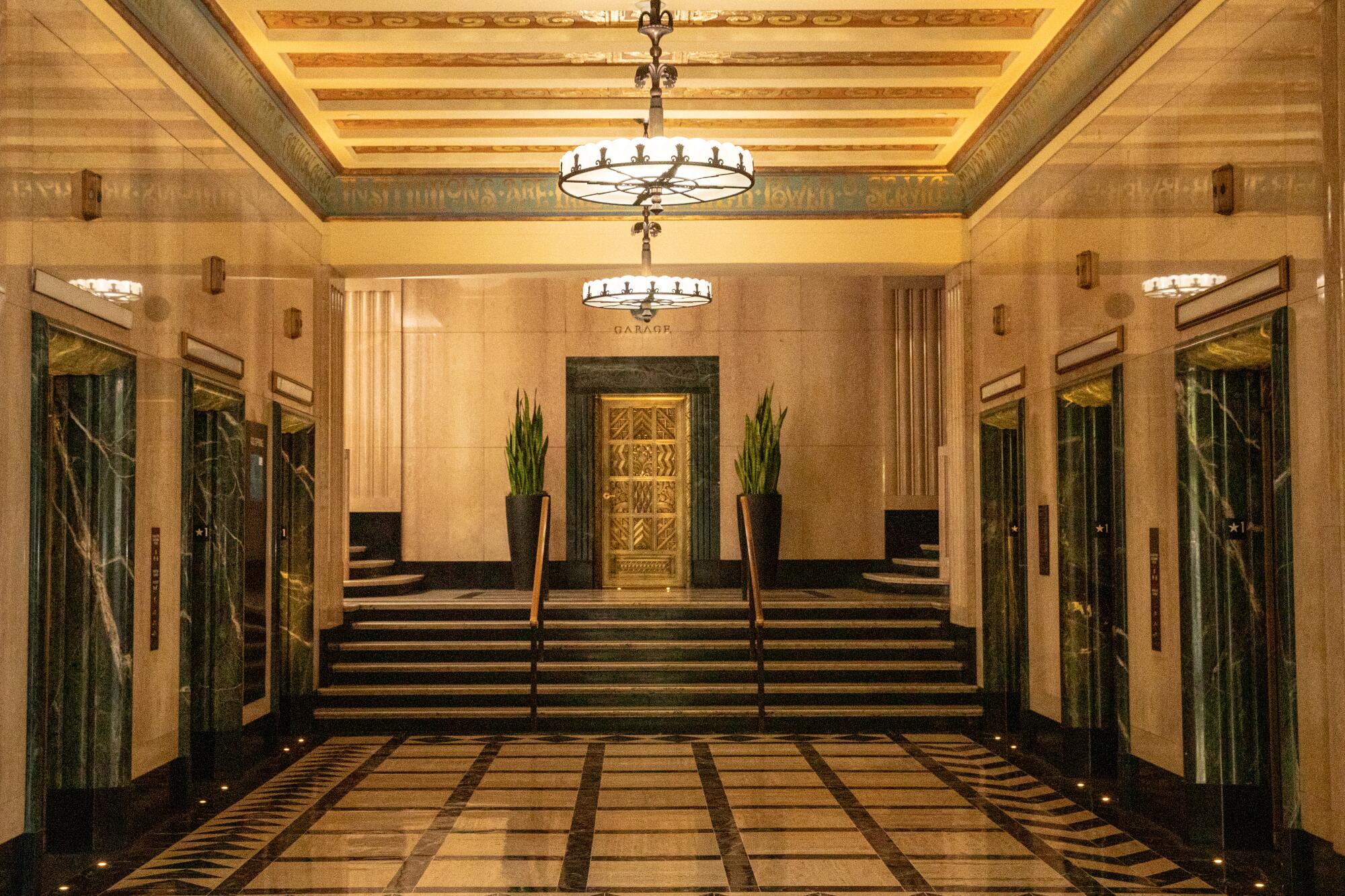 The foyer of an Art Deco building