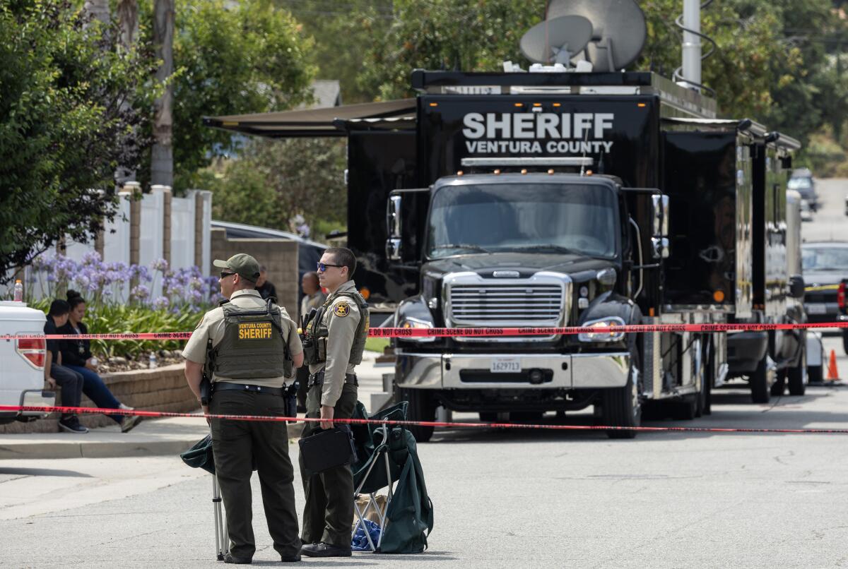 Ventura County Sheriff's officers and vehicles.