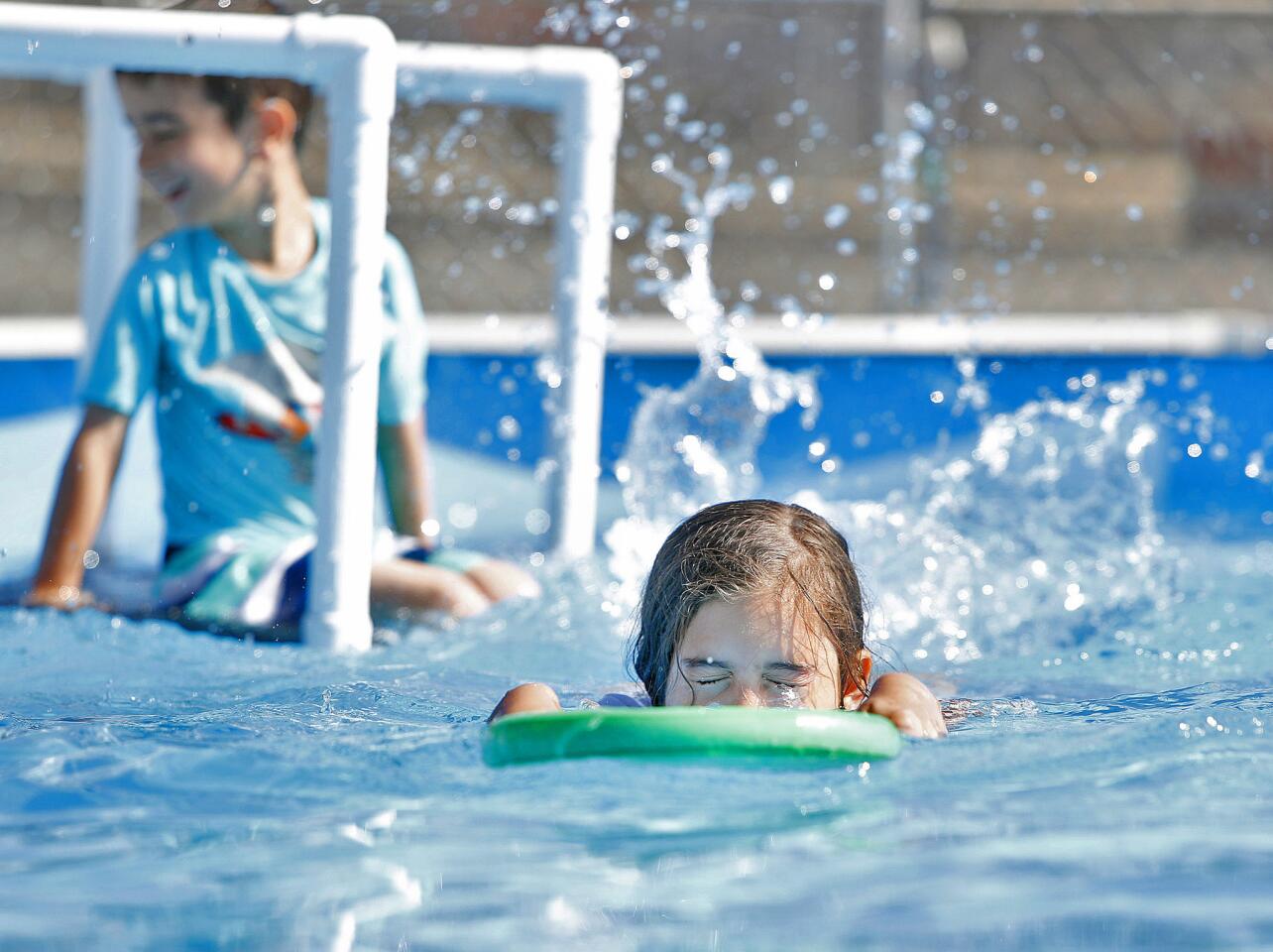 Photo Gallery: YMCA of the Foothills mobile pool at Sunland Elementary School to teach small children how to save their life