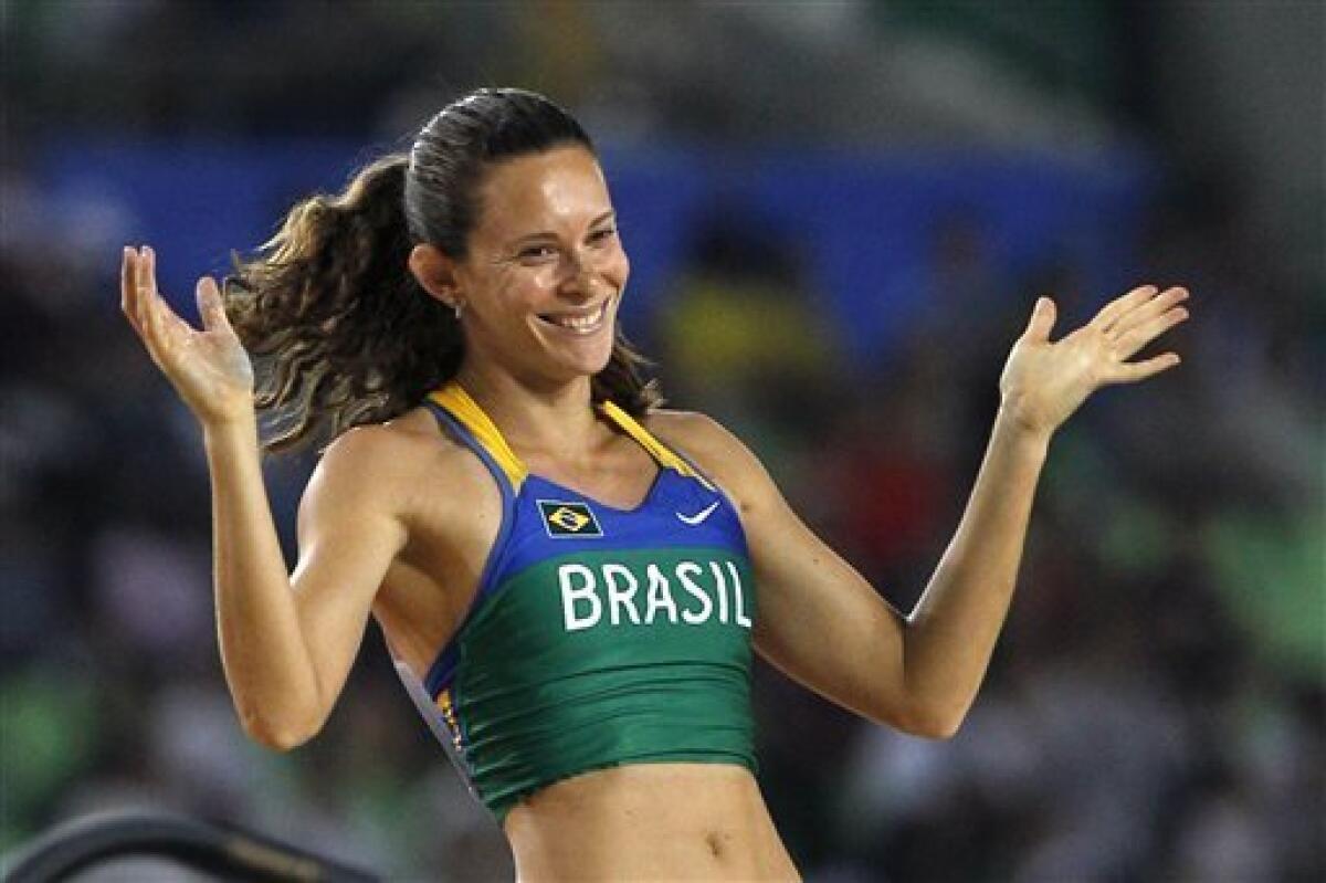 Athletics - Aviva Grand Prix - National Indoor Arena. Fabiana Murer  (Brazil), winner of the Women's Pole Vault Stock Photo - Alamy