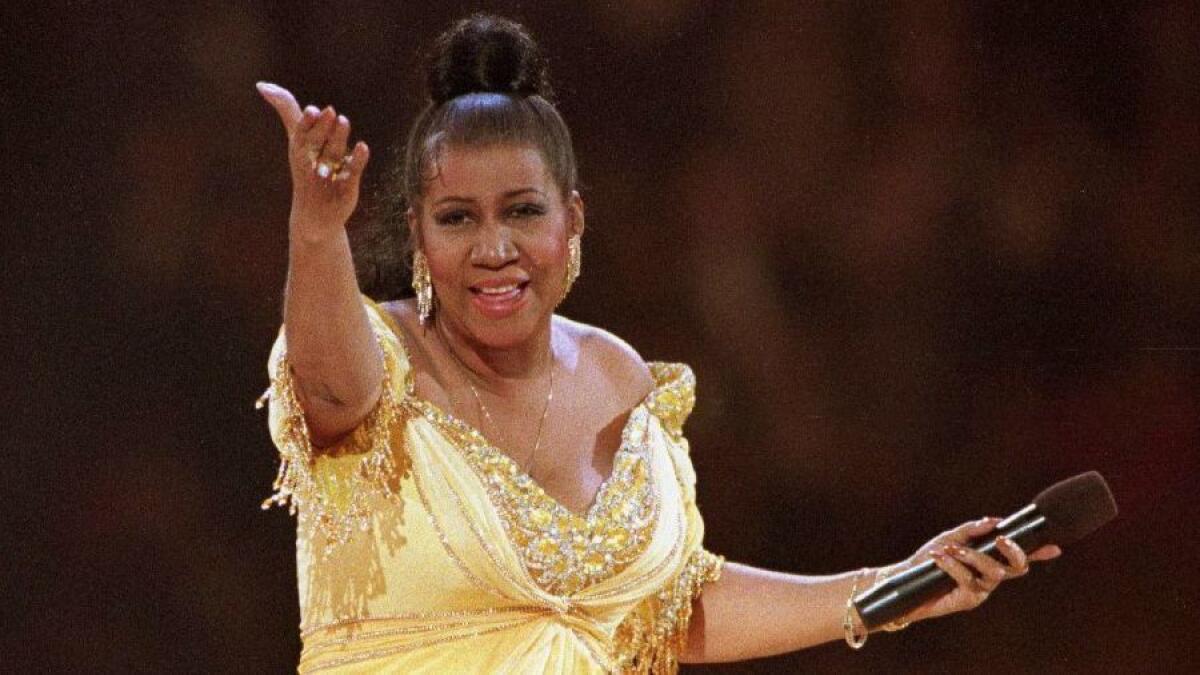 Aretha Franklin, who died Aug. 16, is shown performing at Bill Clinton’s inaugural gala in 1993.