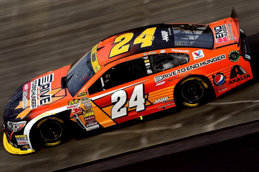 Jeff Gordon competes during Sunday's NASCAR Sprint Cup race at Dover International Speedway.