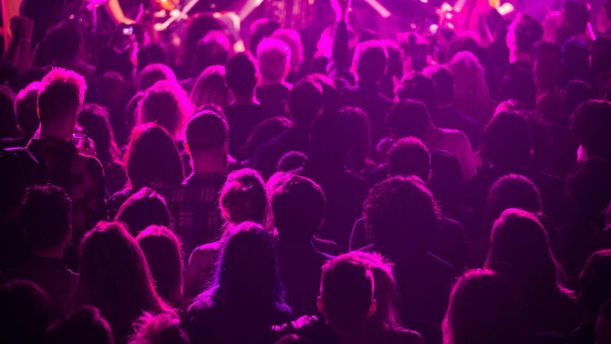 The crowd at Girlschool on Saturday evening at the Bootleg Theater.