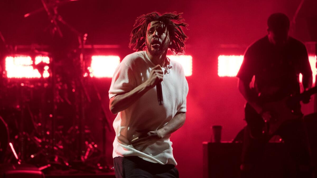 J. Cole performs last month in Cleveland.