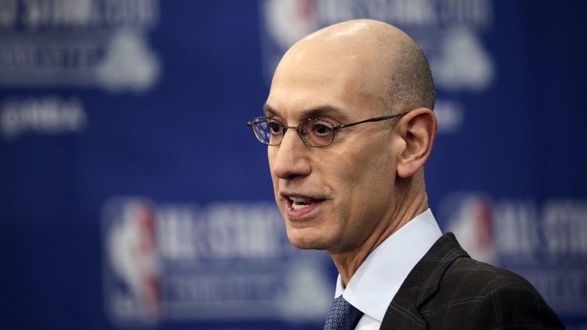 NBA Commissioner Adam Silver speaks during the NBA All-Star festivities on Feb. 16, 2019, in Charlotte, N.C.