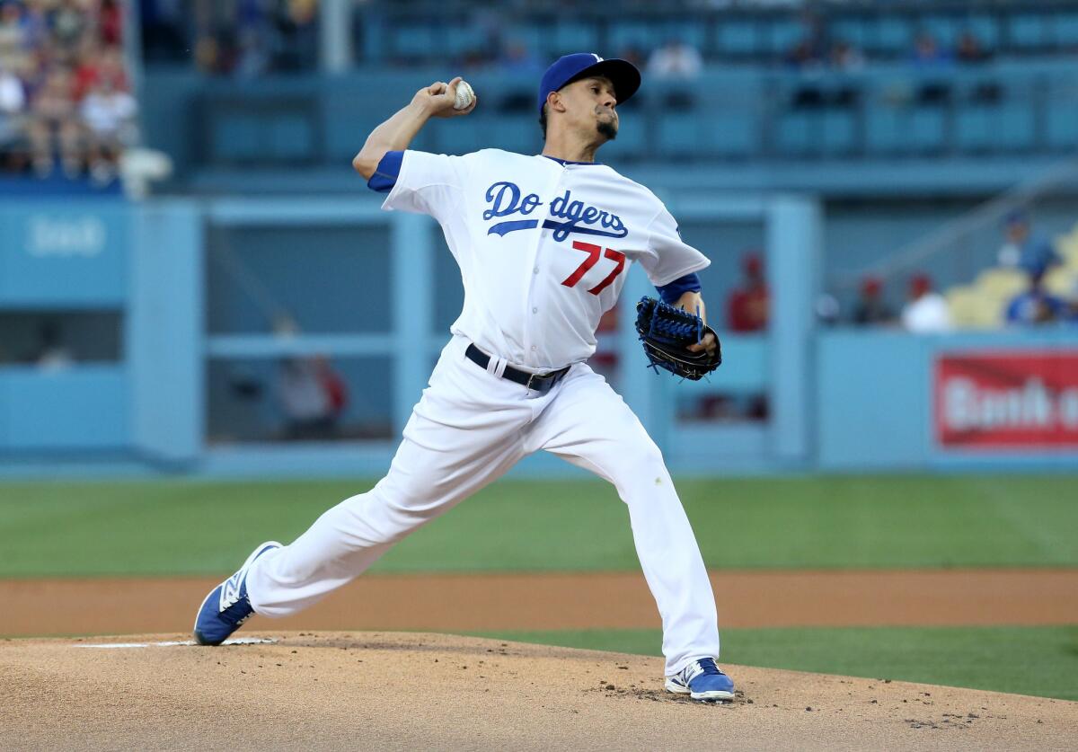 Dodgers starter Carlos Frias struck out four and gave up three hits in 5 1/3 scoreless innings against the Diamond backs on Friday night.