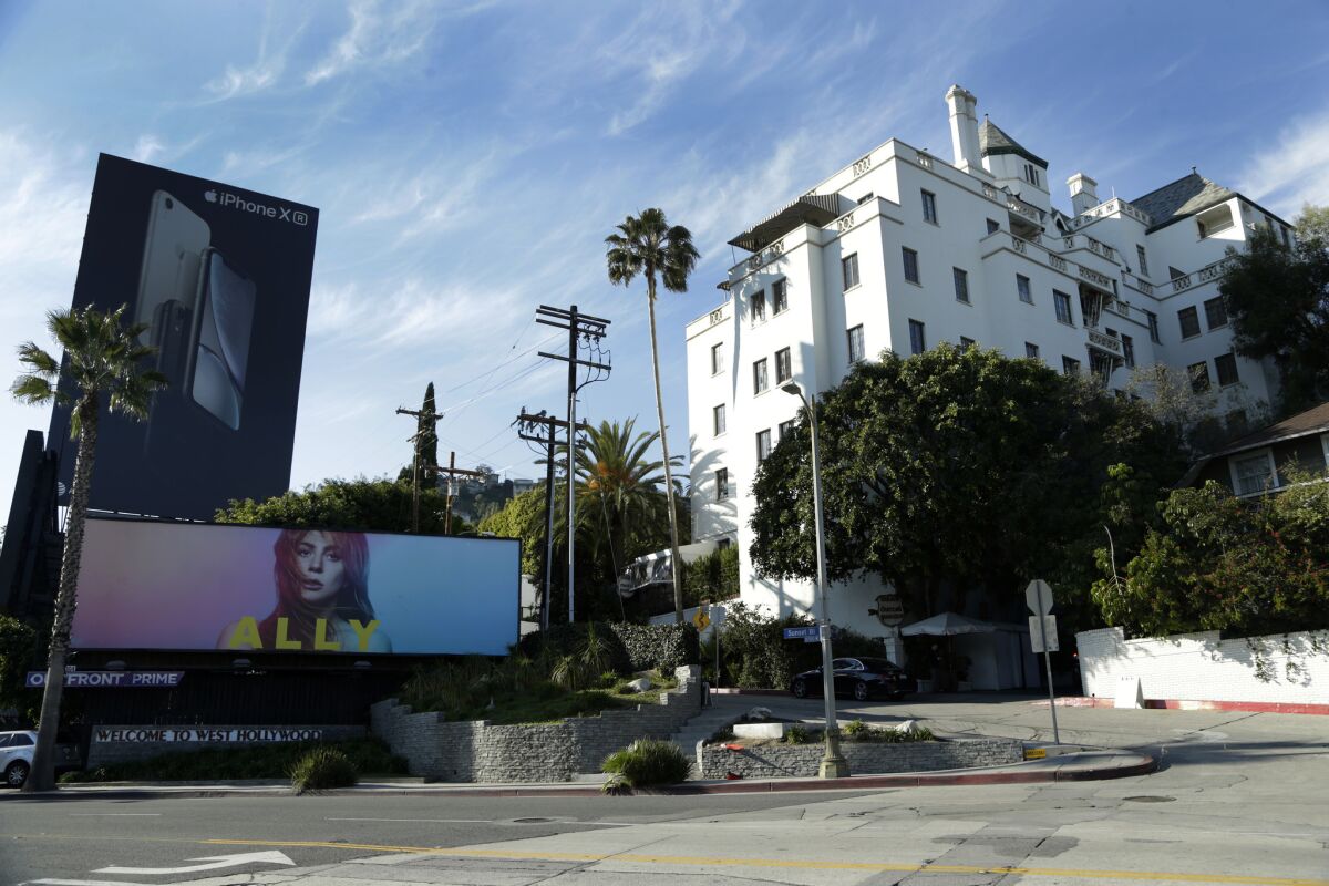 Chateau Marmont in West Hollywoood in February 2019