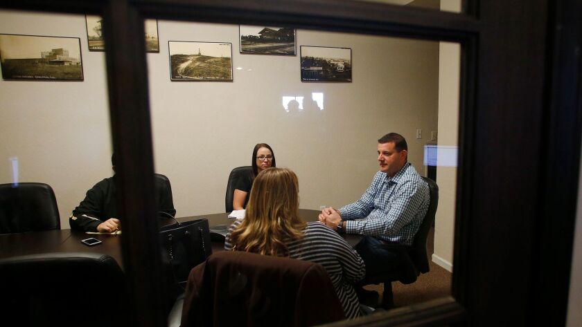 Rep. David Valadao (R-Hanford) hosts a hometown "huddle" at his congressional office in the Central Valley on Monday.