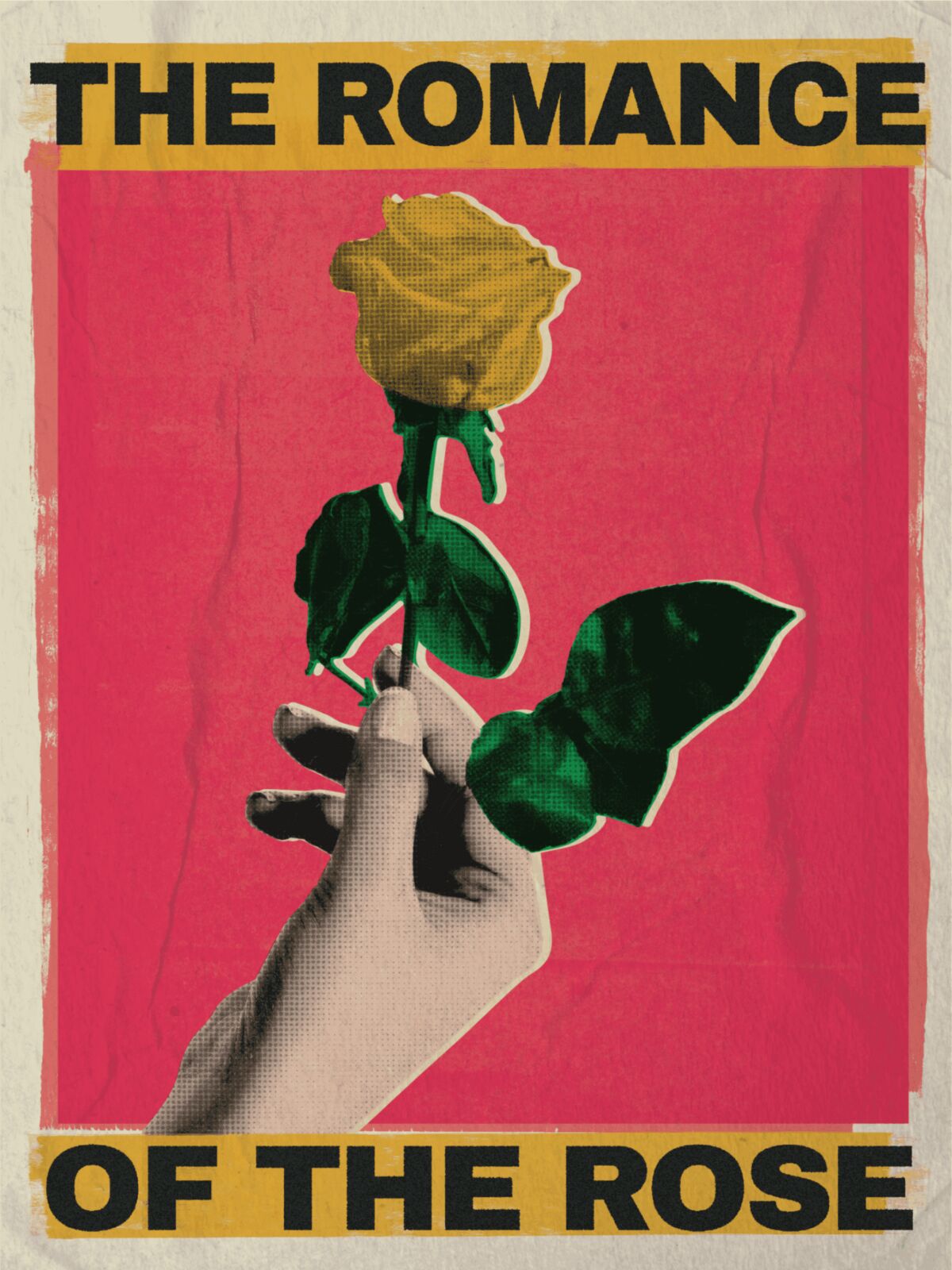 A poster of a hand holding a rose