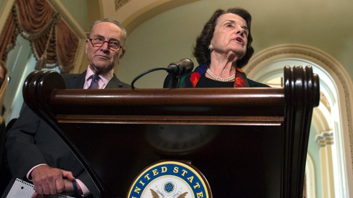 "The most notable part of this report is what's not in it," Sen. Dianne Feinstein (D-San Francisco), with Senate Minority Leader Charles E. Schumer (D-N.Y.), said at a Capitol Hill news conference Thursday.