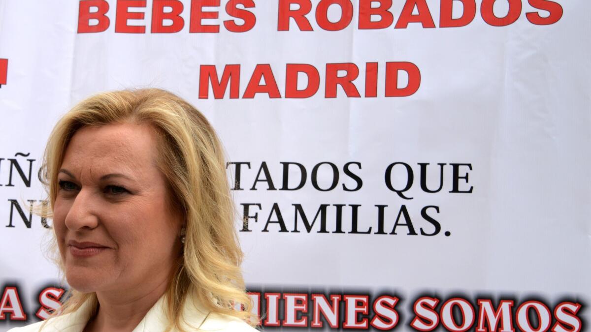 Ines Madrigal, who was taken from her mother as an infant and given to another family, attends a demonstration against Spain's "stolen babies" scandal of the Franco era in Madrid on June 18, 2013.