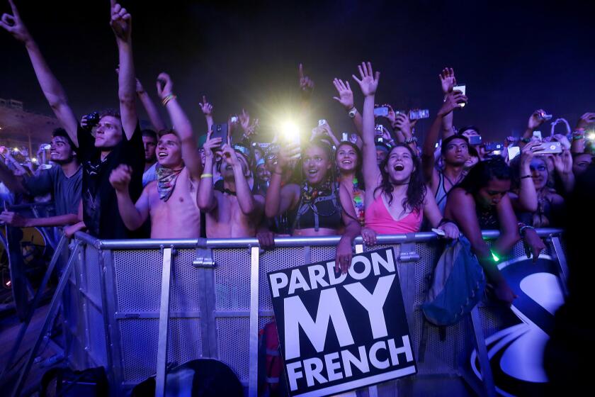 Fans watch a performance by Porter Robinson during Hard Summer at the Fairplex in Pomona on Saturday.