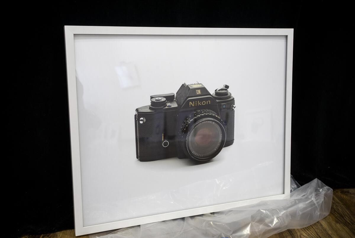 A piece called "Granna's Camera" is part of "Saved: Objects of the Dead," an exhibit at the UC Irvine Student Center.