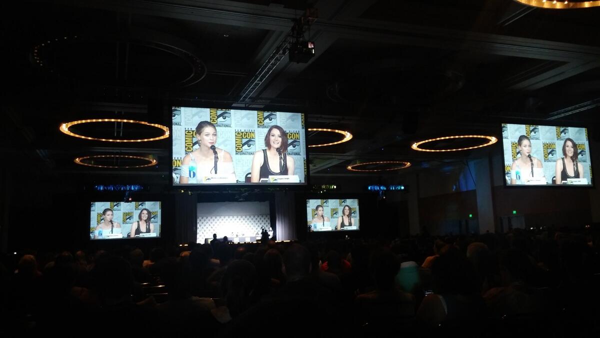 "Supergirl" sisters (Melissa Benoist and Chyler Leigh) on the "Supergirl" panel.