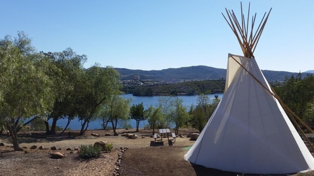 Five teepees are available for rental at Lake Jennings Park in Lakeside
