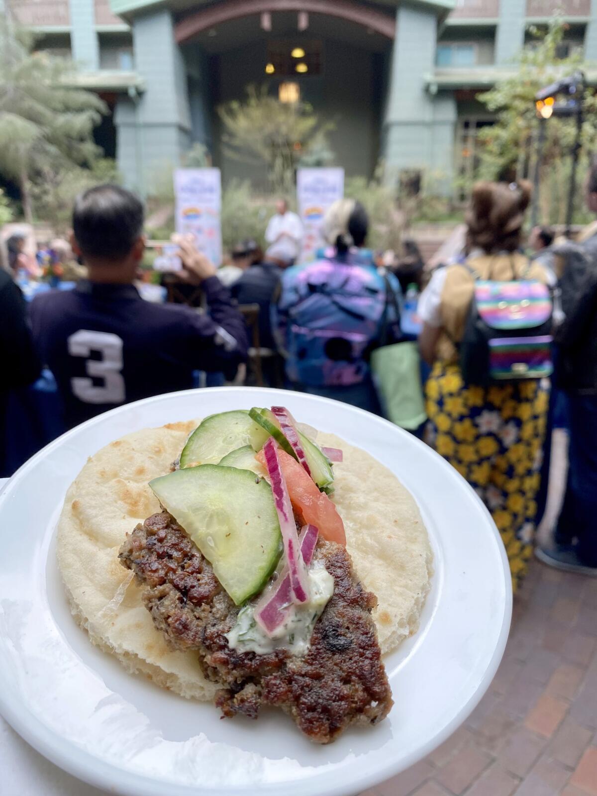 An Impossible gyro at Disney California Adventure Food & Wine Festival.