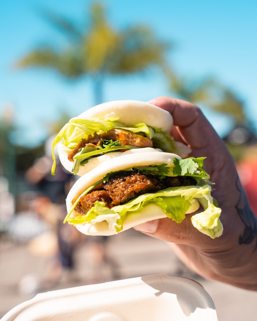 Stone Monkey's vegan bao buns at the Vegan Food Popup.