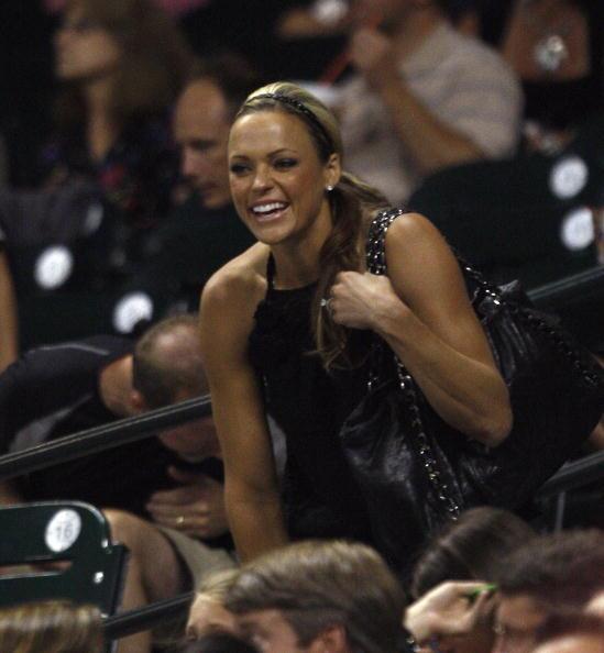 Jennie Finch Daigle, USA softball player and wife of Houston Astros pitcher Casey Daigle greets fans as the Pittsburgh Pirates take on the Houston Astros at Minute Maid Park