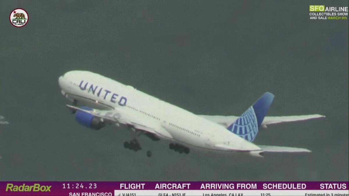 A United Airlines Boeing 777 bound for Japan loses a tire as it takes off from San Francisco International Airport