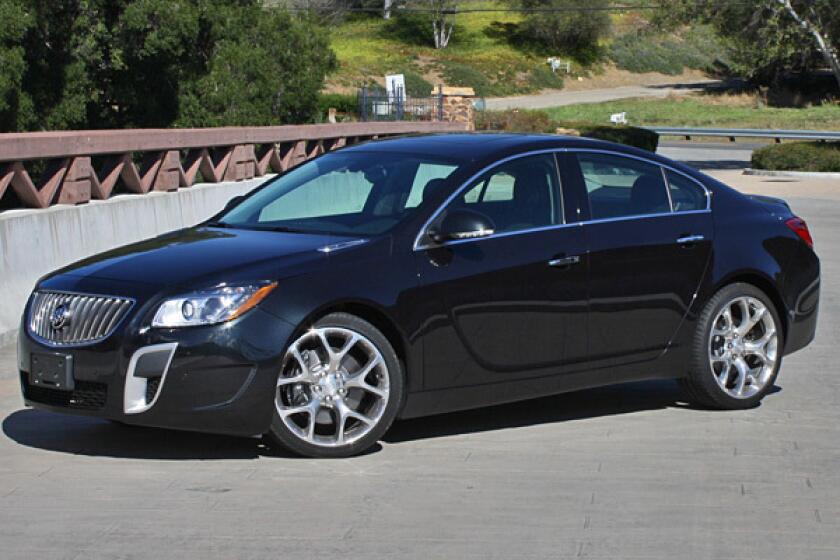 The 2012 Buick Regal GS has 270 horsepower and 295 pound-feet of torque and will do 0-60 mph in 6.7 seconds. Seen here, it sells for $38,350.