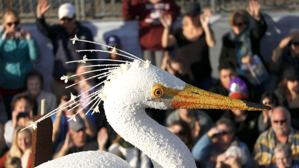 Shown is the city of Torrance's "Protecting Nature — The Madrona Marsh Preserve" float.