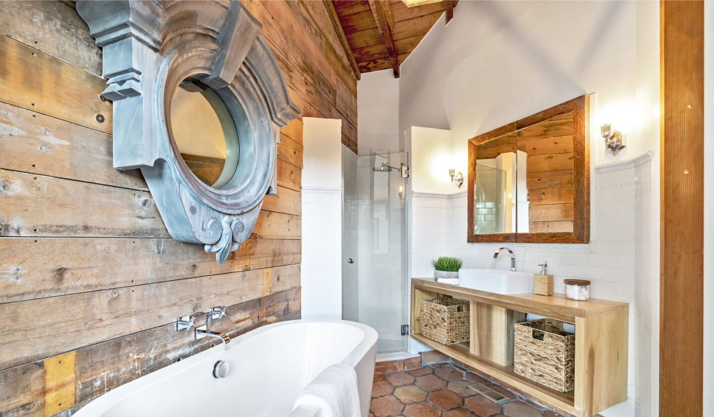 The bathroom.