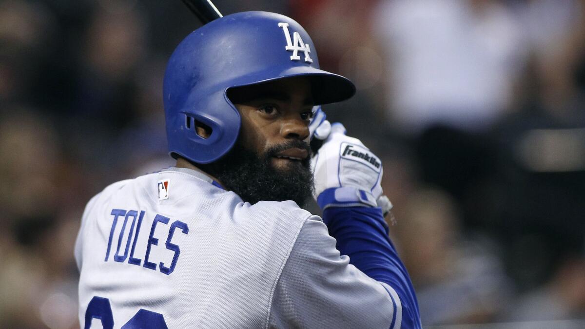 Dodgers' Andrew Toles makes playoff debut