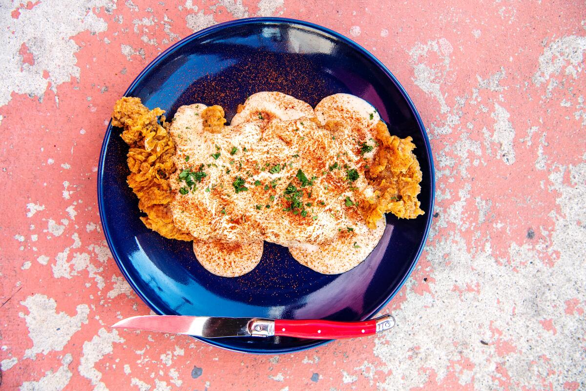 Chicken-fried skirt steak is excellent for sharing.