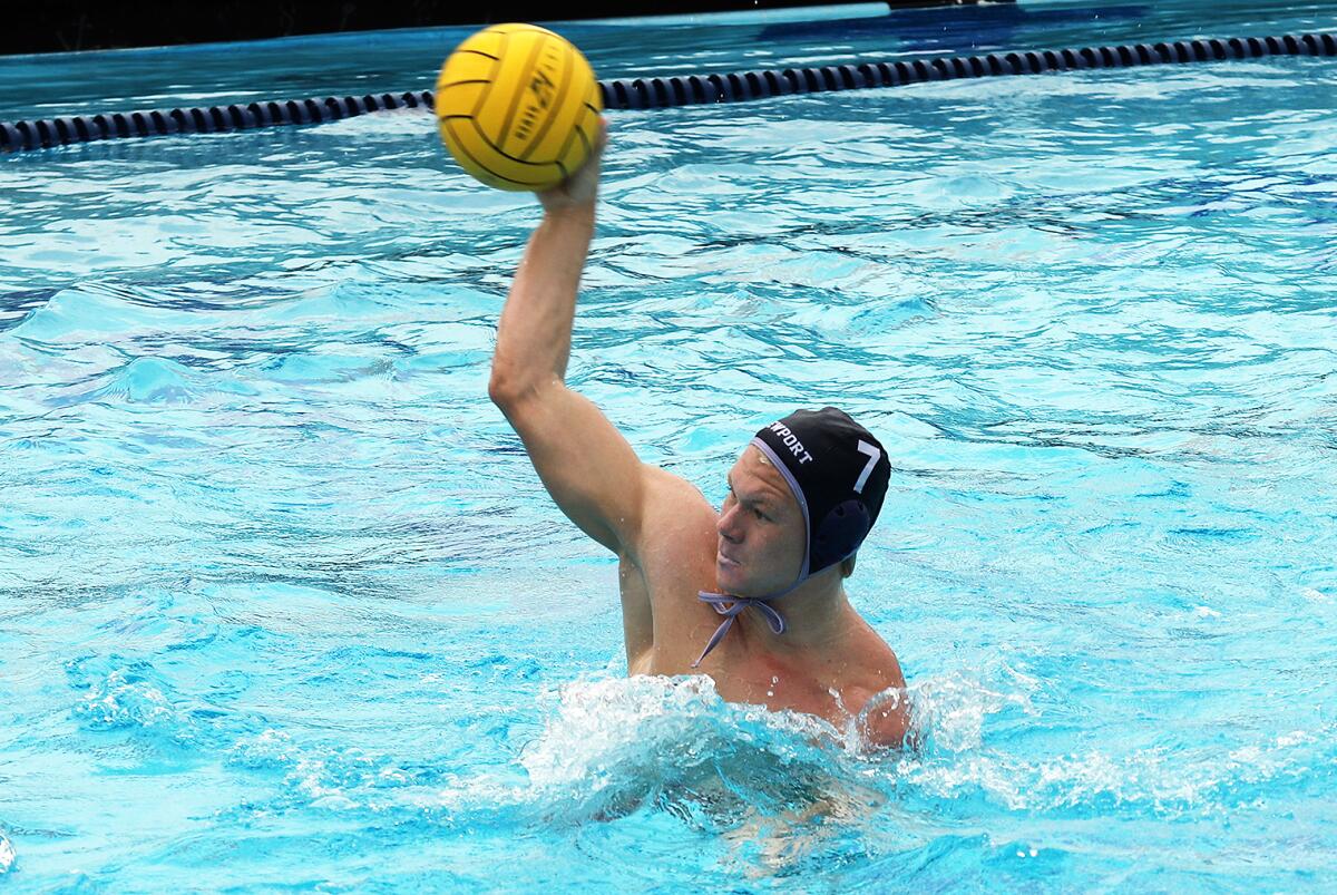 Newport Harbor's Finn Leisure (7) scores