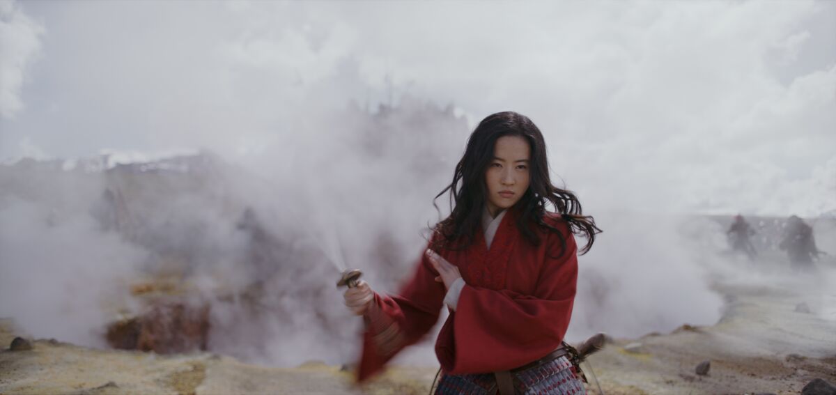 Star Yifei Liu in a scene from "Mulan."