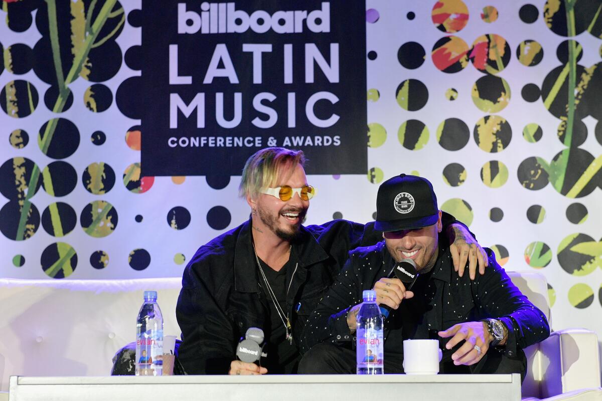 J Balvin and Nicky Jam en el Billboard Latin Conference 2017 realizado en el Ritz Carlton South Beach.